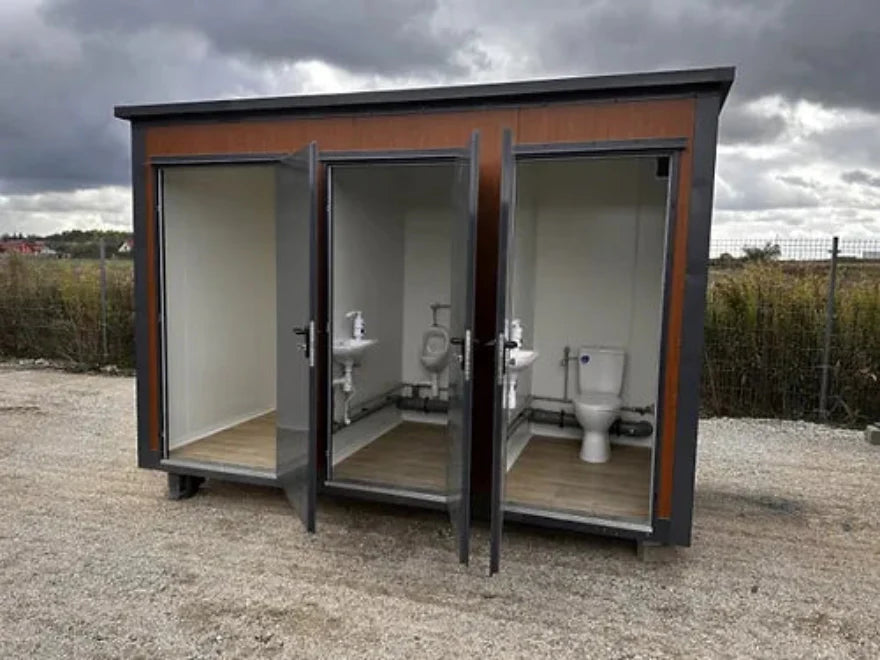 Contenedor sanitario con 3 cabinas WC